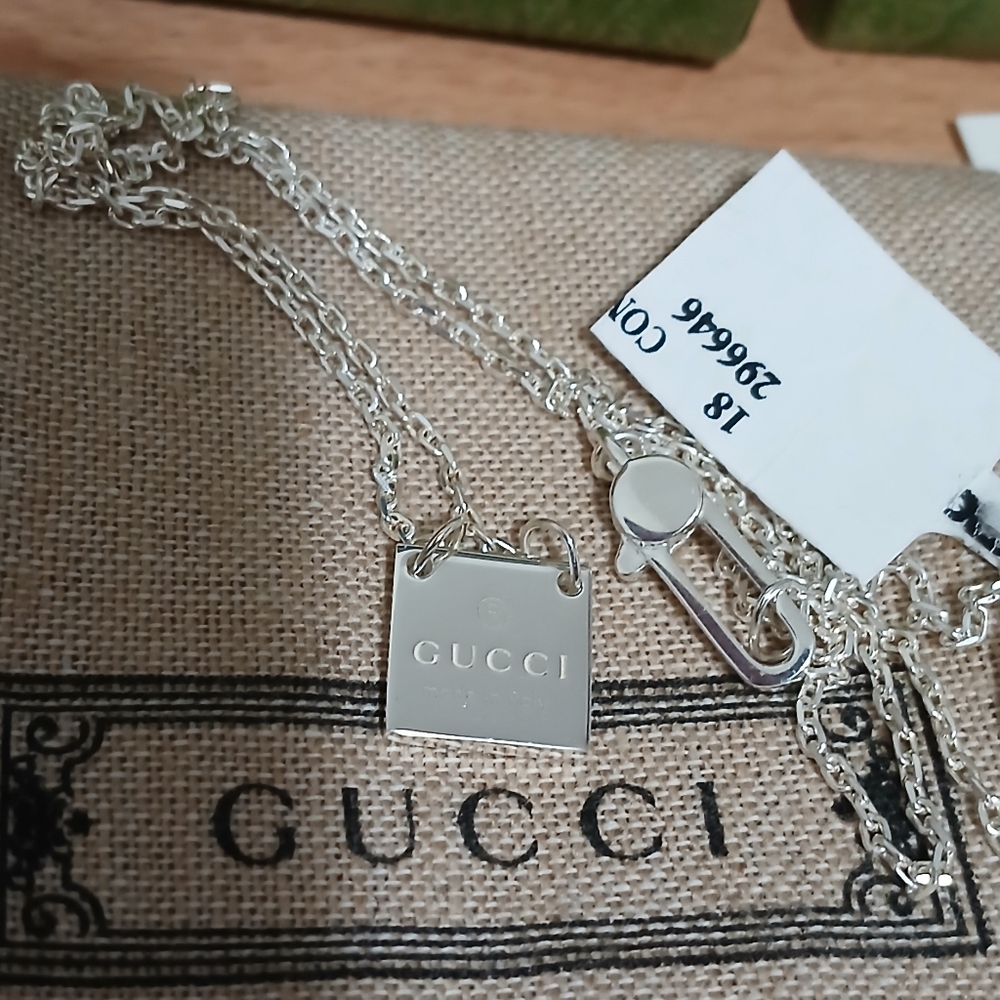 New gucci necklace Authentic box bag Trademark Signature Made In italy - Picture 10 of 10